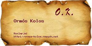 Ormós Kolos névjegykártya